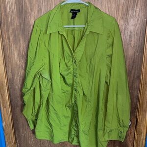 Christopher & Banks Vibrant Green Button Down Shirt